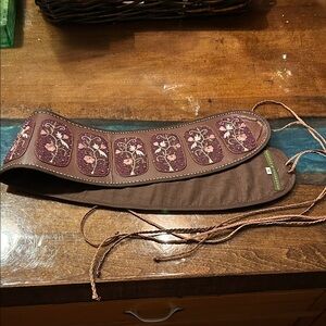 Peruvian Connection Embroidered Brown Waist Belt
